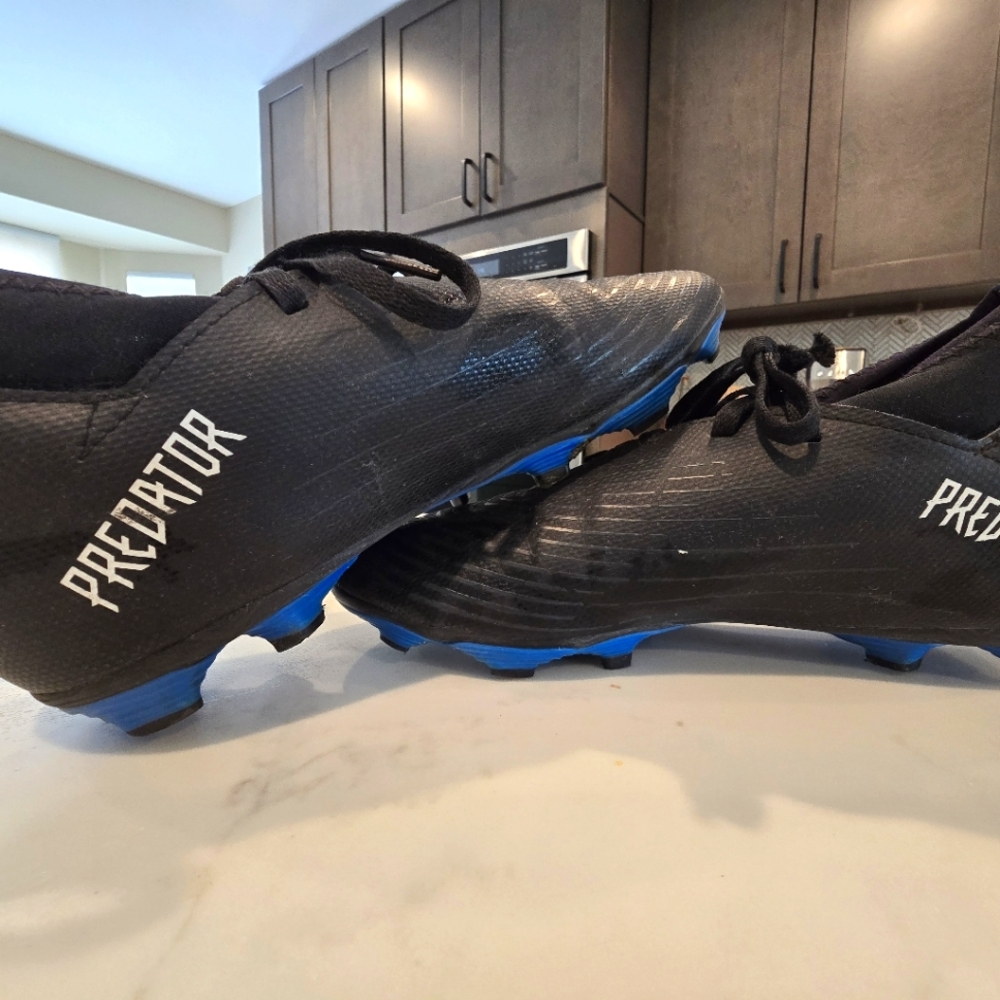 Adidas Predator Black Soccer Cleats with Blue Accents